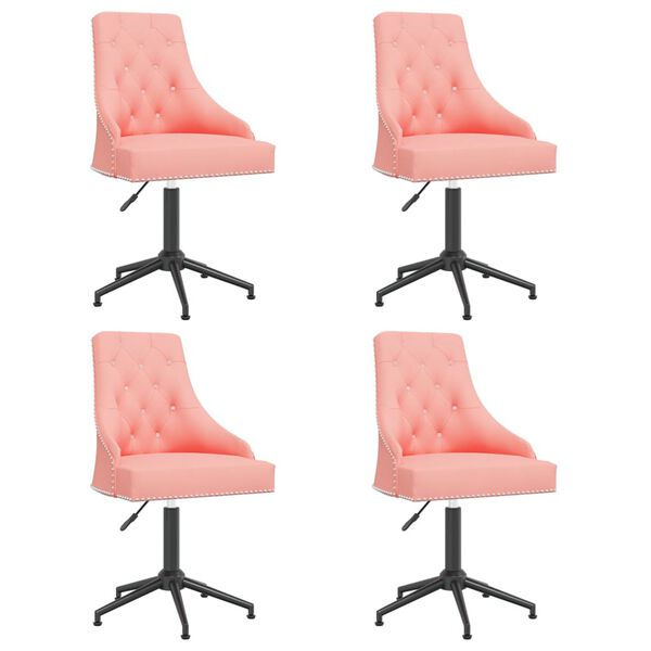vidaXL Obrotowe krzesła stołowe, 4 szt., r&oacute;żowe, obite aksamitem