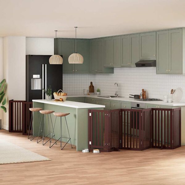 vidaXL Składana bramka dla psa, z drzwiami, 12 paneli, brązowa, 600 cm