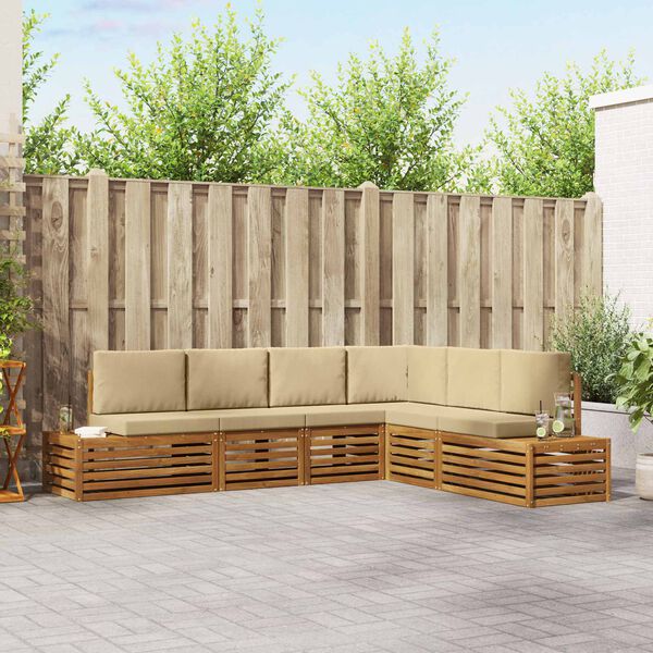 vidaXL Zestaw sof na zewnątrz z poduszką 6 Sztuka Naturalny i Beżowy