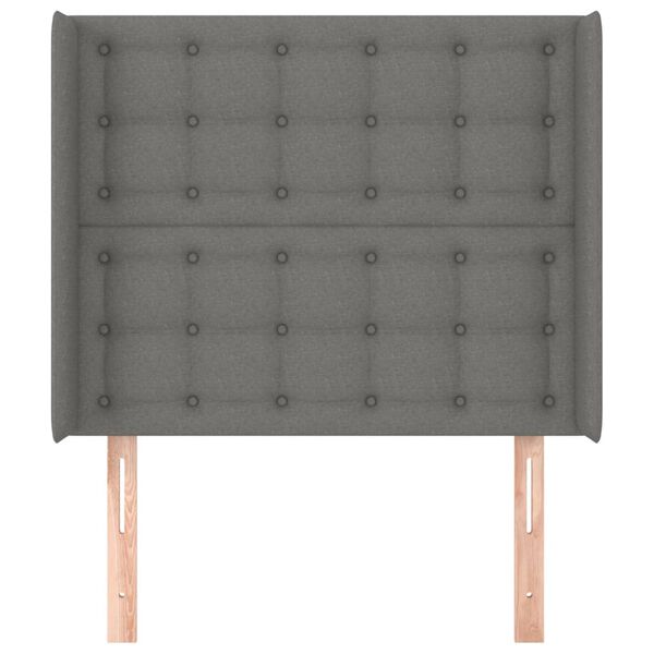 vidaXL Zagł&oacute;wek uszak, ciemnoszary, 103x16x118/128 cm, tkanina