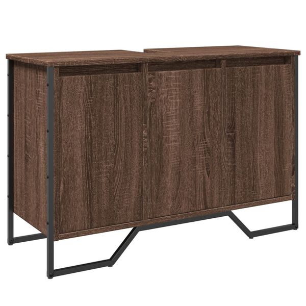 vidaXL Szafka pod umywalkę, brązowy dąb, 91x35x60 cm