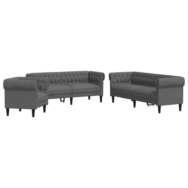 vidaXL Sofa do salonu 3 pcs Ciemnoszary tkanina