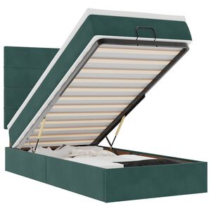 vidaXL Rama ł&oacute;żka otomana z materacami, zielona, 90x200 cm, aksamit