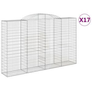 vidaXL Kosze gabionowe, 17 szt, 300x50x180/200cm, galwanizowane żelazo