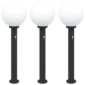 vidaXL Lampy słupkowe z czujnikiem 3 szt. 80 cm, czarne, IP44