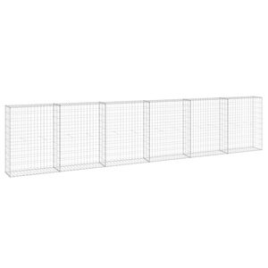 vidaXL Ściana gabionowa z pokrywami, galwanizowana stal, 300x30x100 cm
