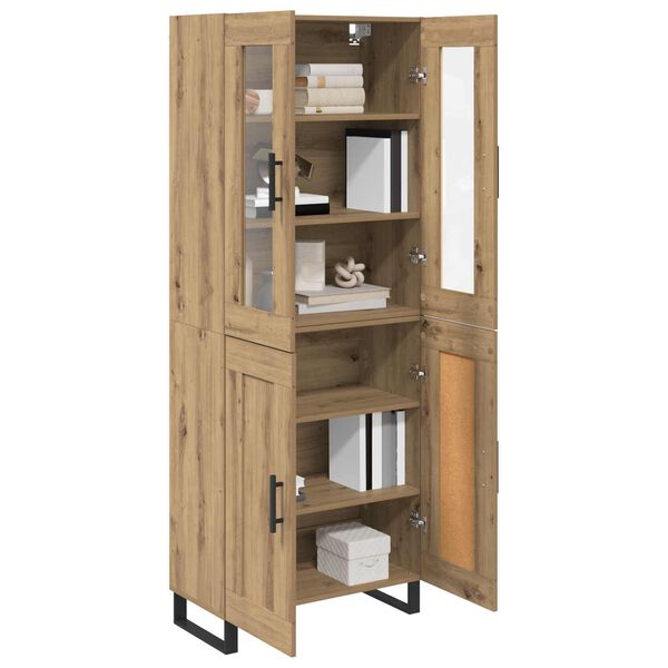 vidaXL Highboard 2 pcs Dąb rzemieślniczy Drewno inżynieryjne i szkło