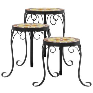 vidaXL Stojaki na rośliny, 3 szt., terakotowo-białe, ceramika