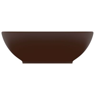 vidaXL Luksusowa, owalna umywalka, ciemnobrązowa matowa, 40x33 cm