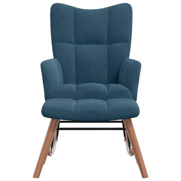 vidaXL Fotel bujany ze stołkiem w kolorze niebieskiego aksamitu