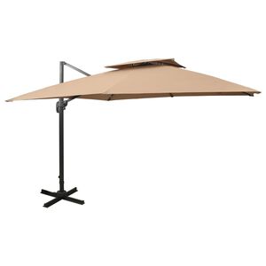 vidaXL Parasol ogrodowy Cantilever z podw&oacute;jnym blatem 300x300 cm Taupe