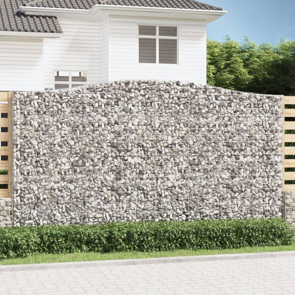 vidaXL Kosze gabionowe, 3 szt, 400x50x220/240 cm, galwanizowane żelazo