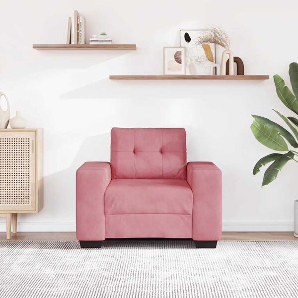vidaXL Sofa Fotel R&oacute;żowy 100x78x80 cm Aksamit