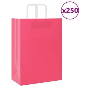 vidaXL Torby papierowe 250 szt. z uchwytami R&oacute;żowe 32x17x44 cm