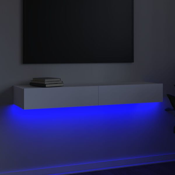 vidaXL Szafka pod TV z oświetleniem LED, biała, 120x35x15,5 cm