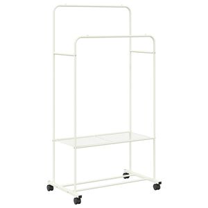 vidaXL Wieszak na Ubrania z p&oacute;łką z kołem Biały 80 x 53 x 156 cm