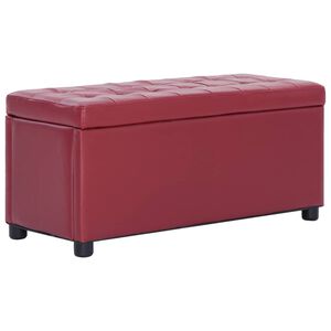 vidaXL Puf z pojemnikiem, 87,5 cm, czerwone wino, sztuczna sk&oacute;ra