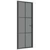 vidaXL Drzwi wewnętrzne, 76x201,5 cm, czarne, szkło ESG i aluminium