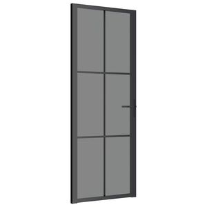 vidaXL Drzwi wewnętrzne, 76x201,5 cm, czarne, szkło ESG i aluminium