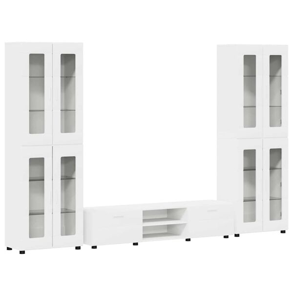 vidaXL Zestaw szafek RTV z p&oacute;łką FLORIN Biały Materiał drewnopochodny