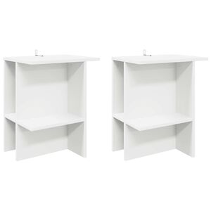 vidaXL Stolik kawowy 2 pcs Biały 40 x 30 x 49 cm Drewno inżynieryjne
