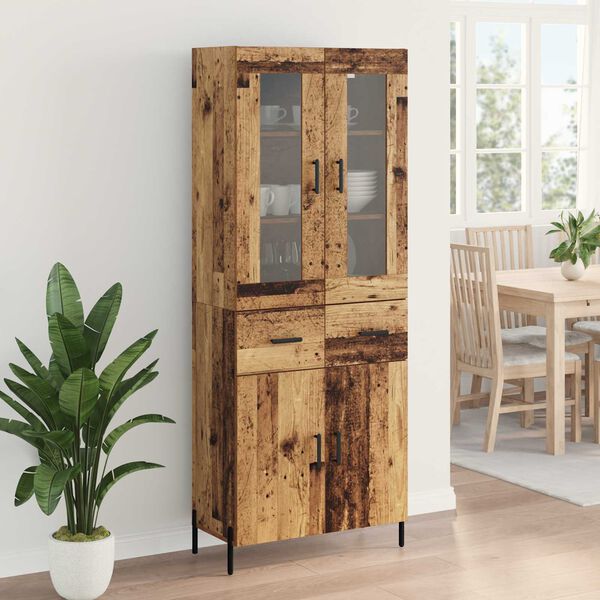 vidaXL Highboard Montowane na ścianie Stare drewno 69,5 x 34 x 180 cm