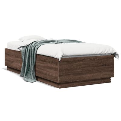 vidaXL Rama łóżka, brązowy dąb, 100x200 cm, materiał drewnopochodny