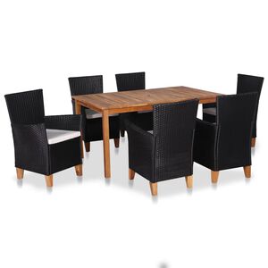 vidaXL 7-cz. zestaw mebli ogrodowych, rattan PE, czarny i brązowy