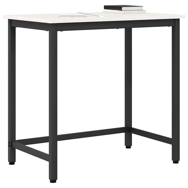 vidaXL st&oacute;ł Biały 80 x 50 x 77 cm Drewno inżynieryjne i stal