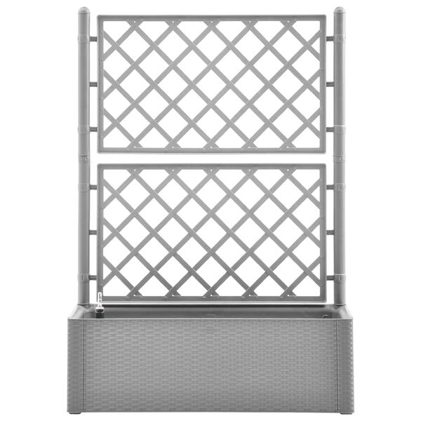 vidaXL Podwyższona donica z treliażem i systemem podlewania, szara