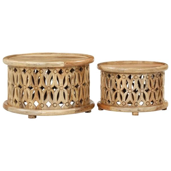 vidaXL Zestaw 2 stolików kawowych, lite drewno mango