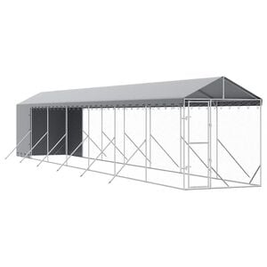 vidaXL Kojec dla psa, z dachem, srebrny, 2x14x2,5m, stal galwanizowana