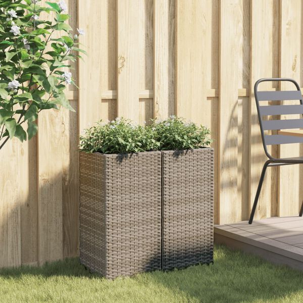 vidaXL Donice ogrodowe, 2 szt., szare, 30x30x60 cm, rattan PE