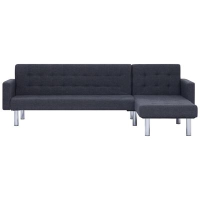 vidaXL Sofa w kształcie litery L, ciemnoszara, poliester