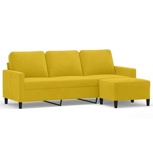 vidaXL 3-osobowa sofa z podn&oacute;żkiem, ż&oacute;łta, 180 cm, aksamit