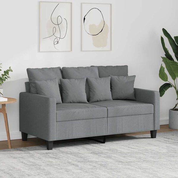 vidaXL Sofa 2-osobowa, jasnoszara, 120 cm, tapicerowana tkaniną