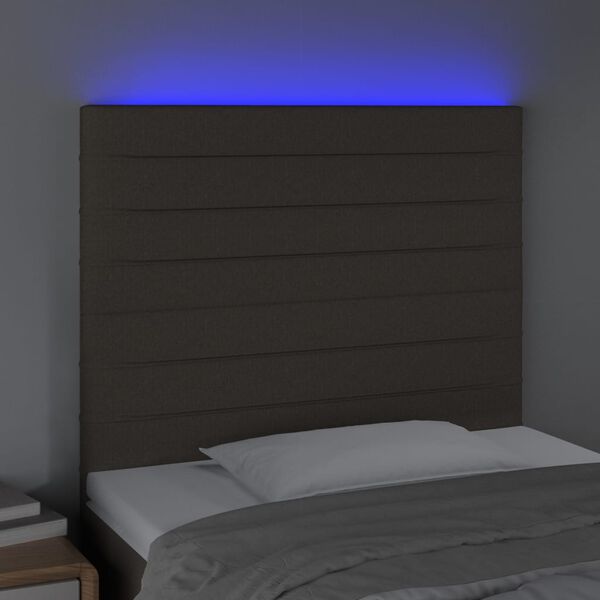 vidaXL Zagłówek do łóżka z LED, taupe, 80x5x118/128 cm, tkanina