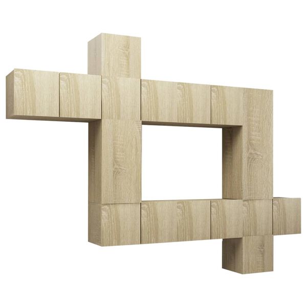 vidaXL 10-cz. zestaw szafek TV, dąb sonoma, płyta wi&oacute;rowa