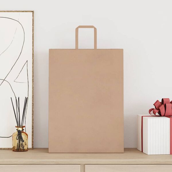 vidaXL Torby papierowe 50 szt. z uchwytami Brązowe 32x17x44 cm