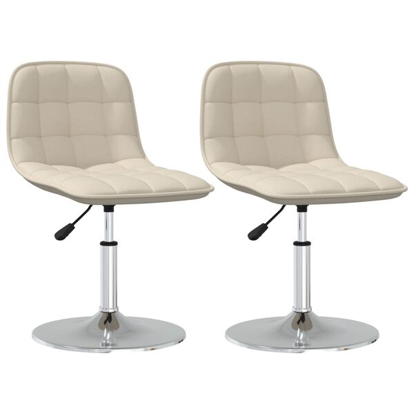 vidaXL Obrotowe krzesła stołowe, 2 szt., kremowe, obite tkaniną