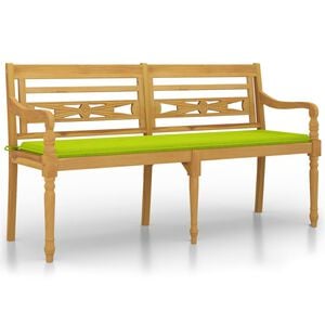vidaXL Ławka Batavia z jasnozielony poduszką,150cm, lite drewno tekowe