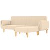 vida 2-osobowa kanapa ze stołkiem i 2 poduszkami, kremowa, tkanina
