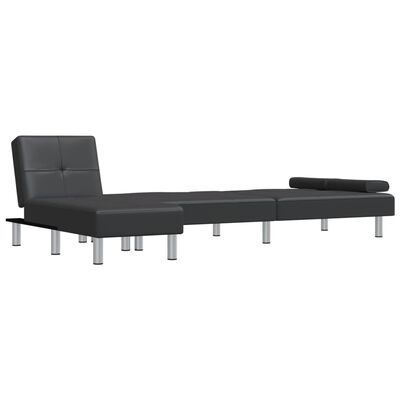 vidaXL Sofa rozkładana L, czarna, 255x140x70 cm, sztuczna skóra