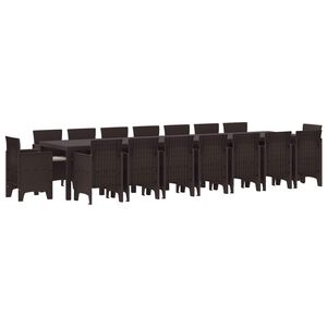 vidaXL Zestaw do jadalni ogrodowej z poduszkami 17 pcs Brązowy PP