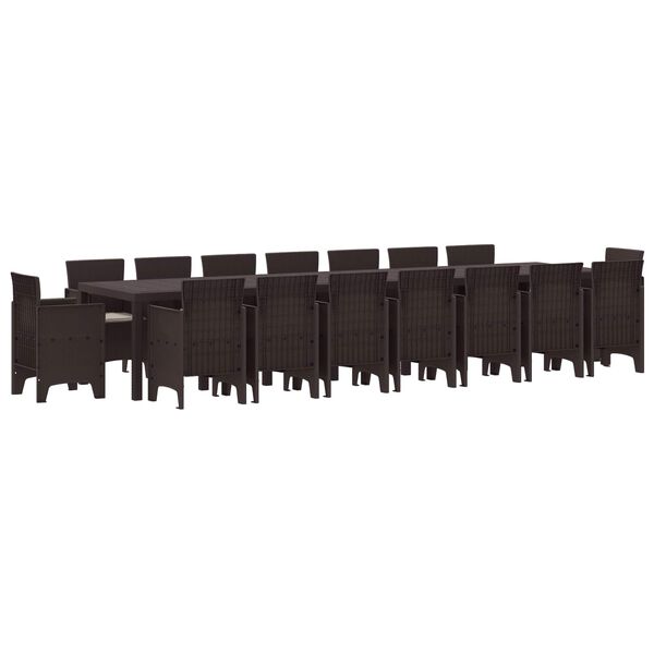 vidaXL Zestaw do jadalni ogrodowej z poduszkami 17 pcs Brązowy PP