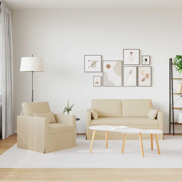 vidaXL Sofa 2 pcs Kremowy 158 x 78 x 80 cm tkanina