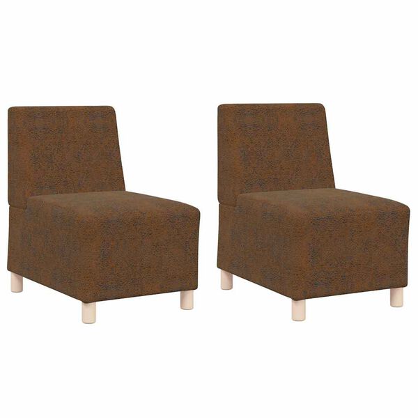 vidaXL Modułowa sofa bez podłokietnik&oacute;w 2 pcs Brązowy 55 x 74 x 82 cm