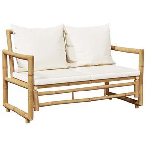 vidaXL 2-osobowa sofa ogrodowa z poduszkami, bambus
