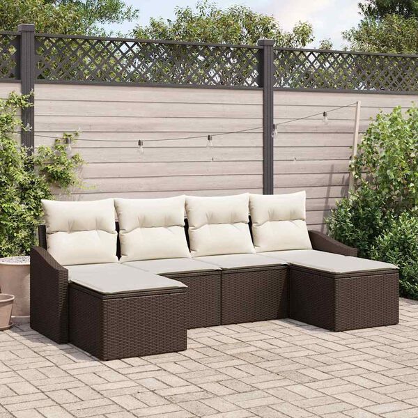 vidaXL Zestaw Sof z poduszką 6 pcs Brązowy polirattan