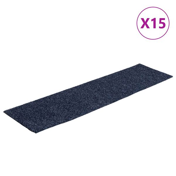 vidaXL Maty na schody samoprzylepne 15 szt. 76x20 cm Szaro-niebieskie prostokątne